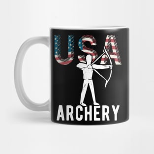 USA Archery Lover American Flag Sport Support Athlete Tokyo Archery Bow Arrow Archer USA Mug